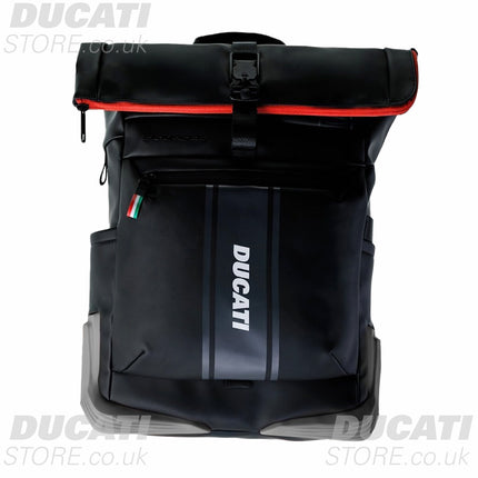 Ducati Piquadro Roll-Top Black Backpack