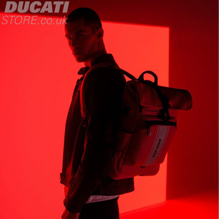 Ducati Piquadro Roll-Top Black Backpack