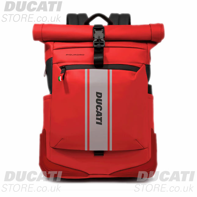 Ducati Piquadro Roll-Top Red Backpack